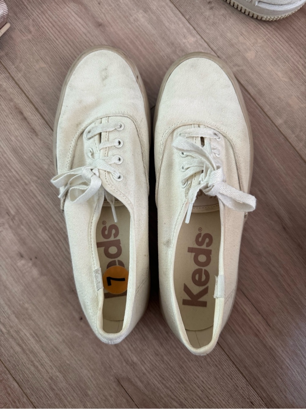 Keds Kids Cream Canvas Lace-Up Sneakers